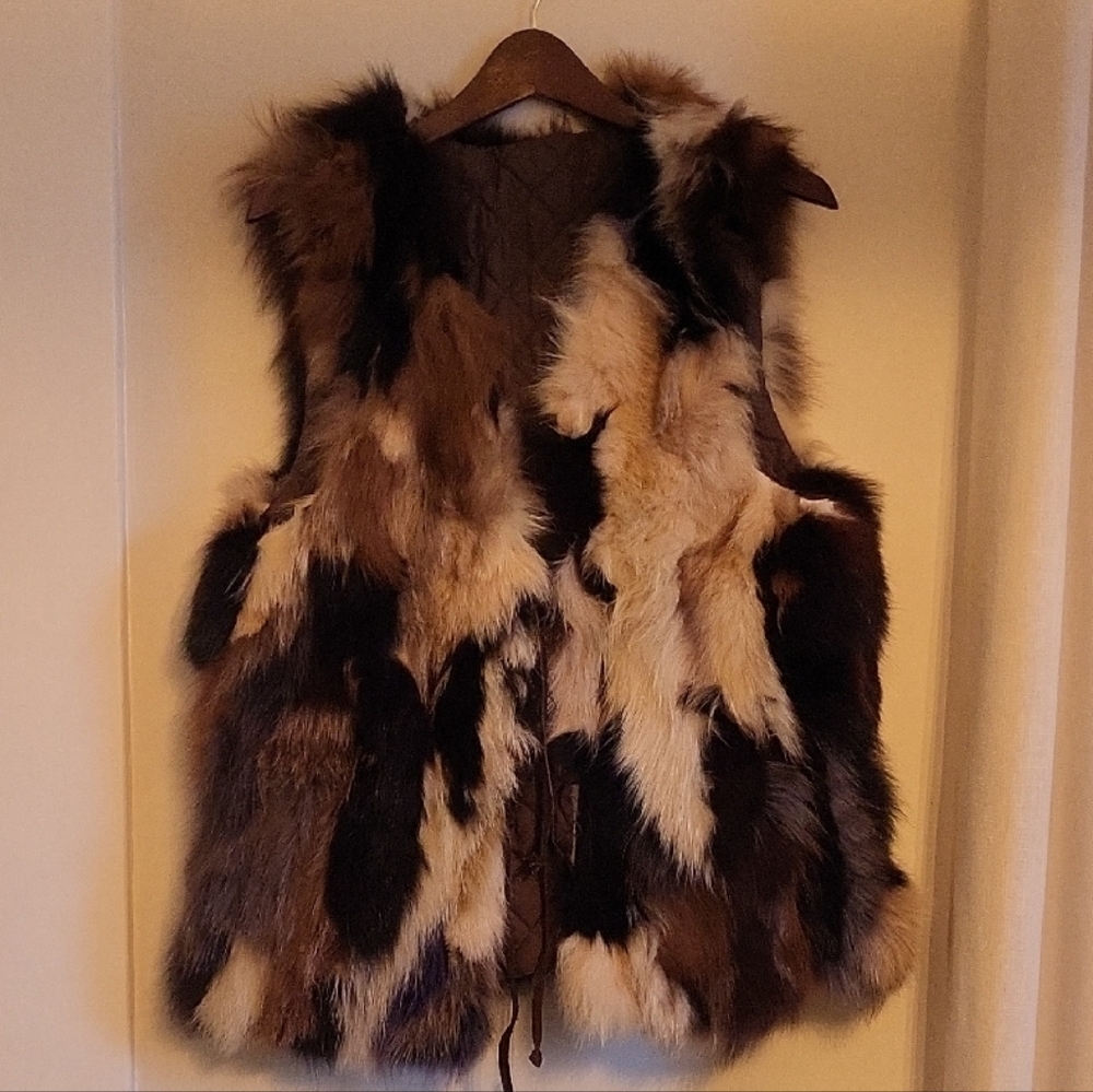 Fur Vest in Brown and Cream